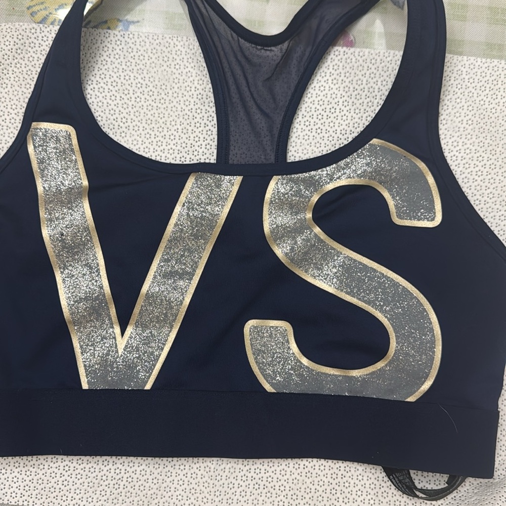 Victoria's Secret Navy Sports Bra with Silver Accents - Picture 3 of 5